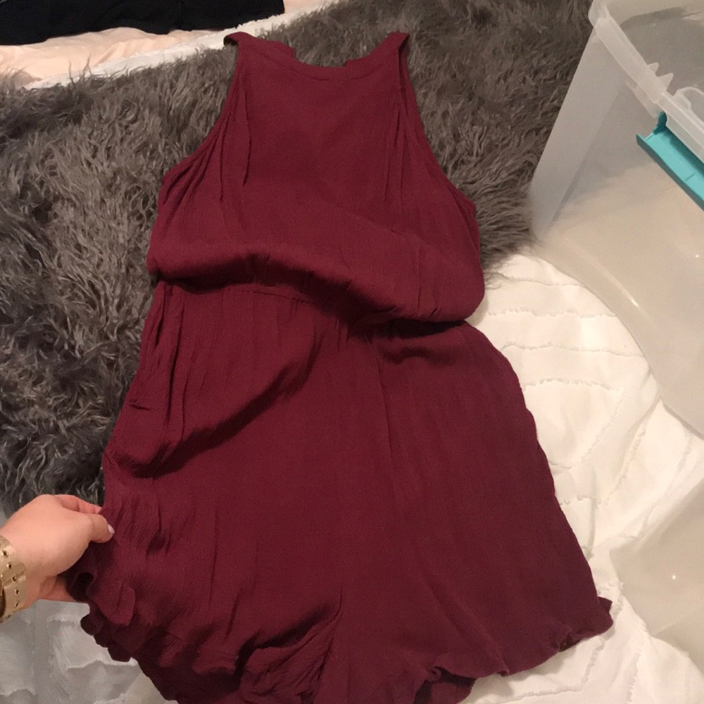 Maroon high neck romper